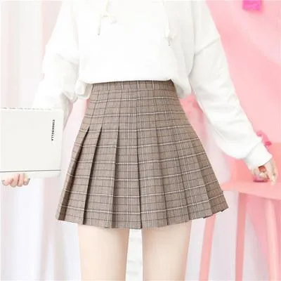 High Waist Colorful Plaid With Shorts School Skirt