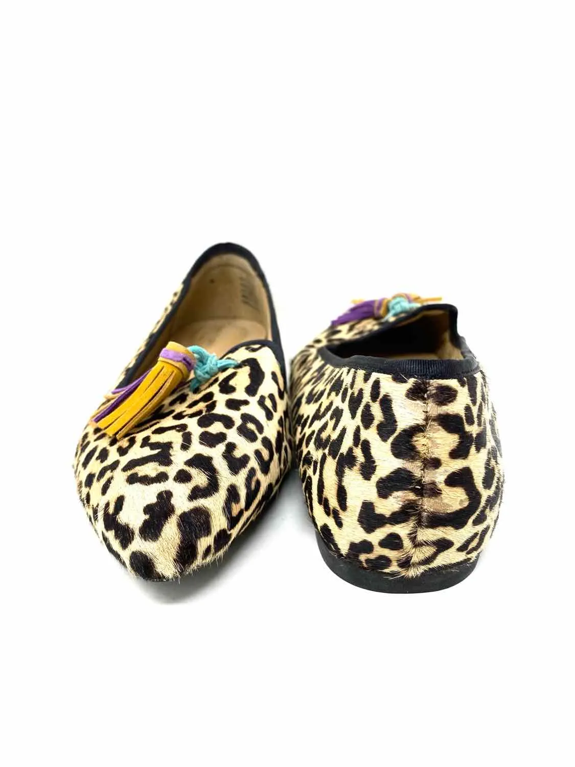Hush Puppies Women's Tan/Brown Pointed Calf Hair Animal Print Size 7 Flats