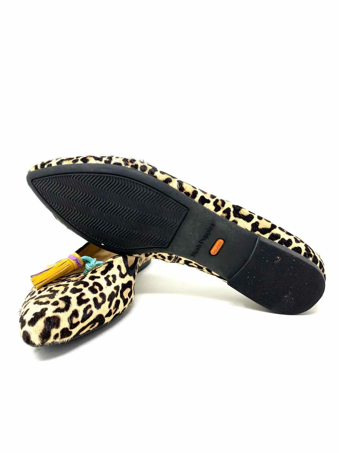 Hush Puppies Women's Tan/Brown Pointed Calf Hair Animal Print Size 7 Flats