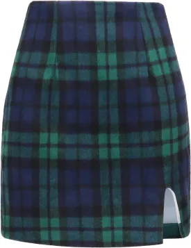Ibeauti Women's High Waist Plaid Skirt Side Split Bodycon Pencil Mini Skirt