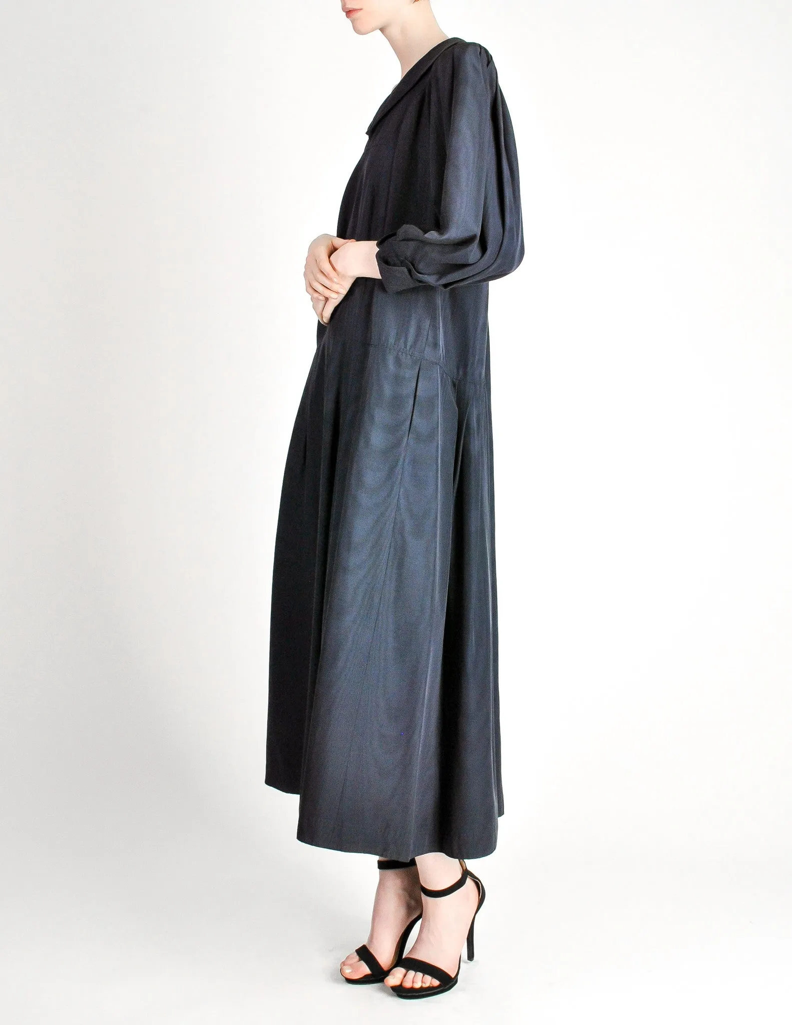 Jean Muir Vintage Navy Blue Moire Dress