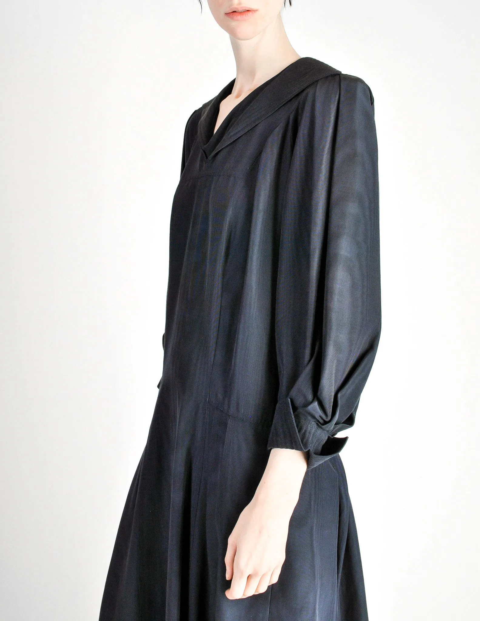 Jean Muir Vintage Navy Blue Moire Dress