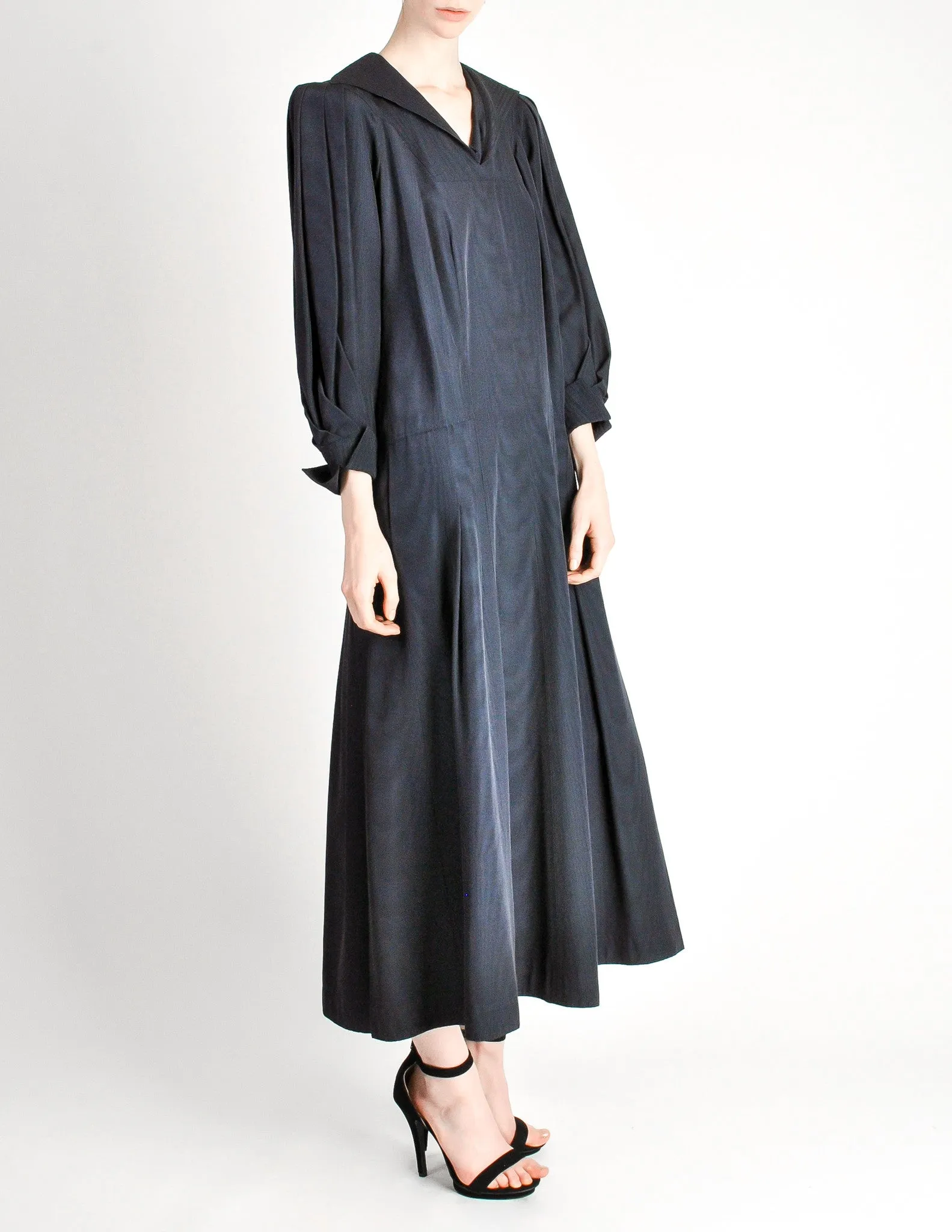 Jean Muir Vintage Navy Blue Moire Dress