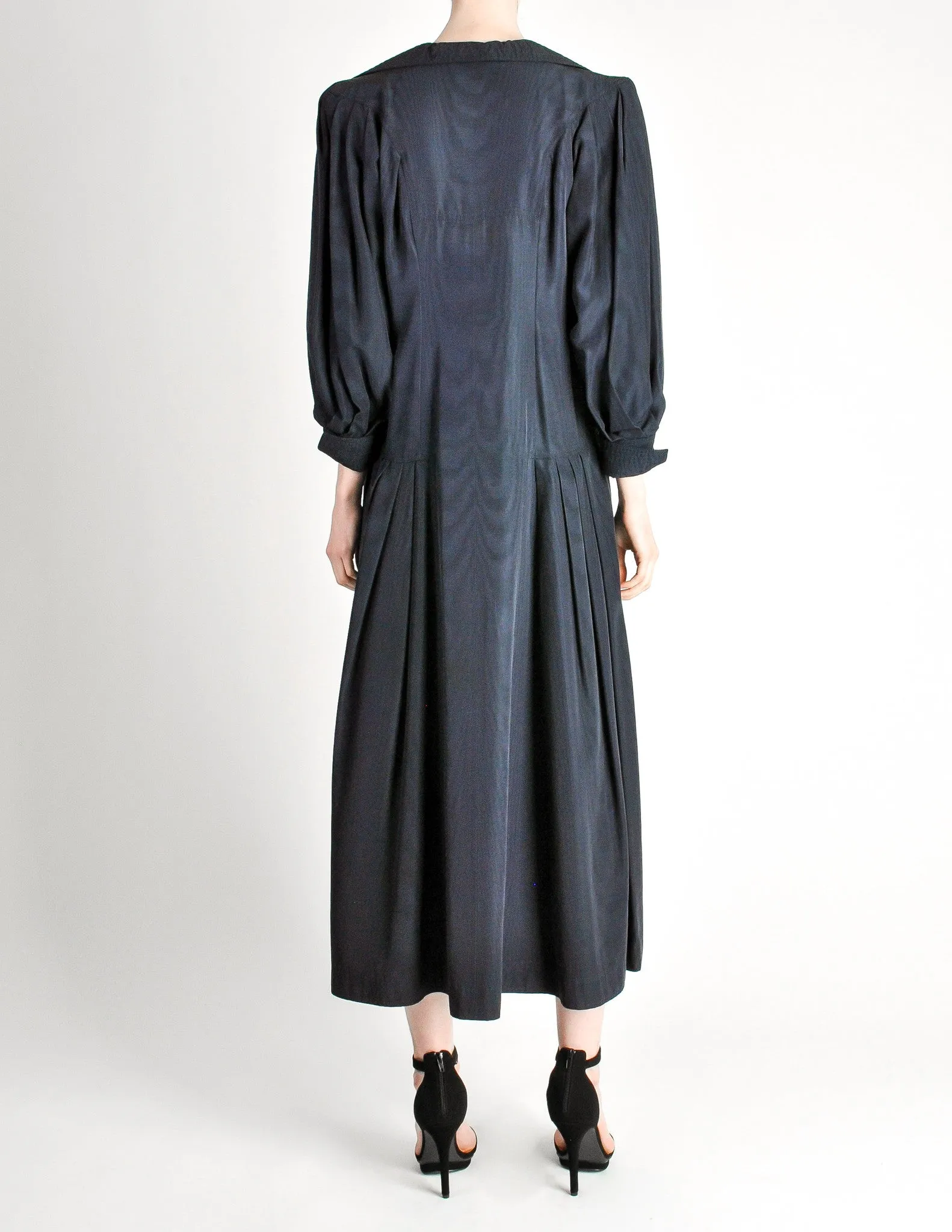 Jean Muir Vintage Navy Blue Moire Dress