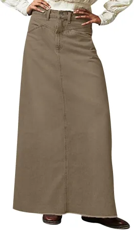 Jean Skirts for Women Denim Casual Y2k High Waisted Skirts Vintage Frayed Raw Hem Long Denim Skirt with Pockets