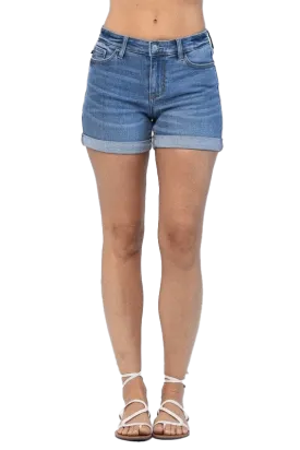 Judy Blue Medium Mid Rise Cuffed Shorts