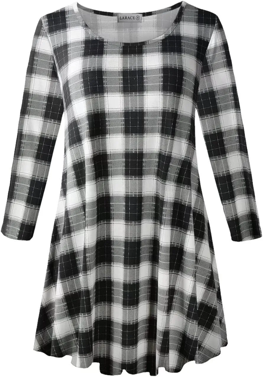 LARACE 3/4 Sleeve Shirts for Women Plus Size Tunic Dressy Top Loose Fit Flare T-Shirt
