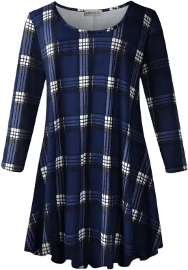 LARACE 3/4 Sleeve Shirts for Women Plus Size Tunic Dressy Top Loose Fit Flare T-Shirt