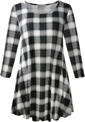 LARACE 3/4 Sleeve Shirts for Women Plus Size Tunic Dressy Top Loose Fit Flare T-Shirt