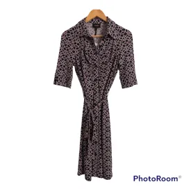 Laundry by Shelli Segal Polyester Blend Belted Shirt Dress Navy Blue / Multicoloured Geometric Print UK Size 8