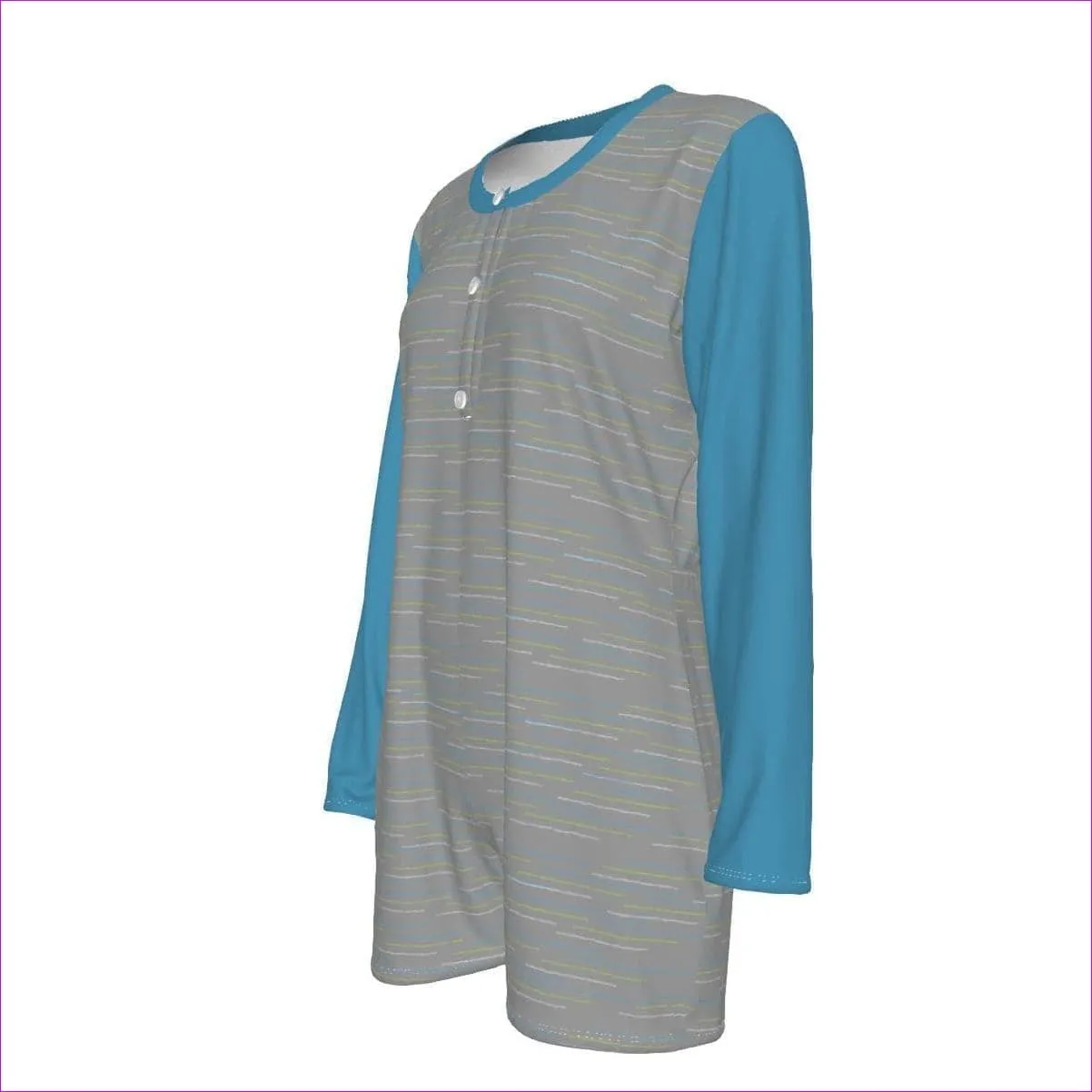 Linear Womens Long Sleeve Romper