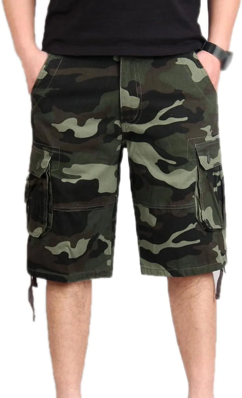 Maiyifu-GJ Men's Cargo Shorts Multi-Pockets Elastic Waist Hiking Shorts Summer Lightweight Casual Cotton Short Pants