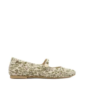 Manuela Linen Leaves Pointed Mary Jane