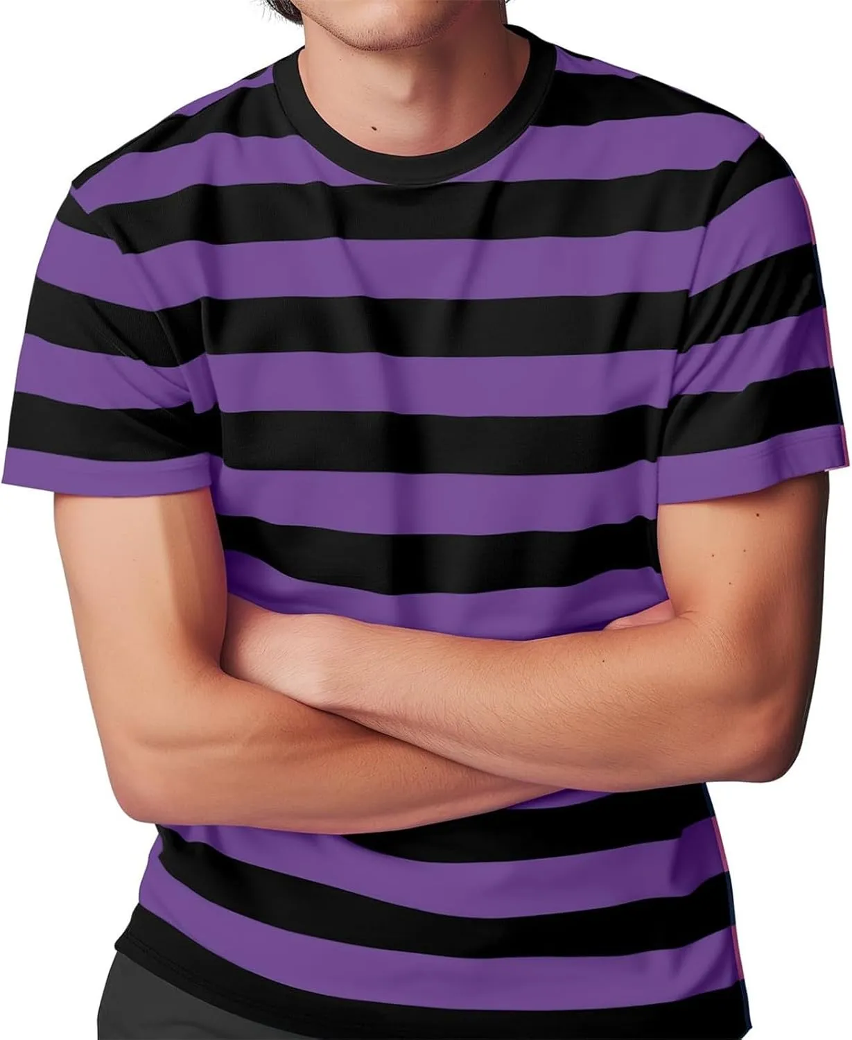 Mens Fashion Striped Short Sleeve Shirt Casual Fitted Everday Work T-Shirts Basic Going Out Travel Tee Tops