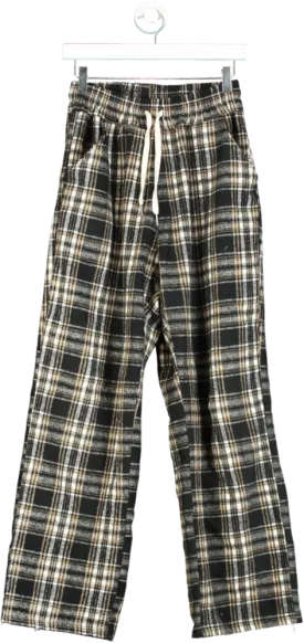 MENTO Black and Beige Plaid Trousers F