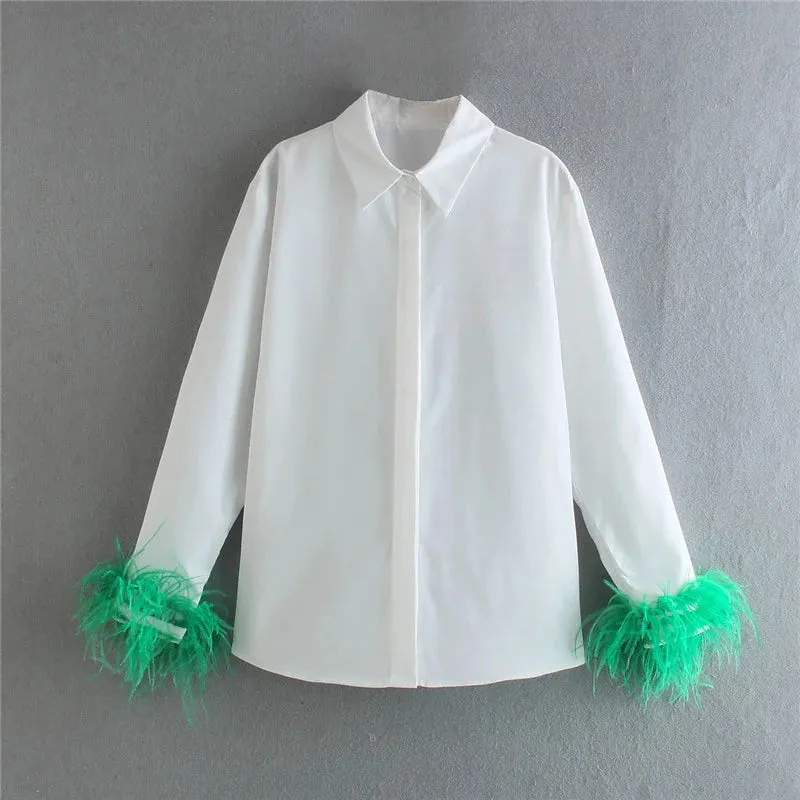 Octavia Feather Cuffed Shirt