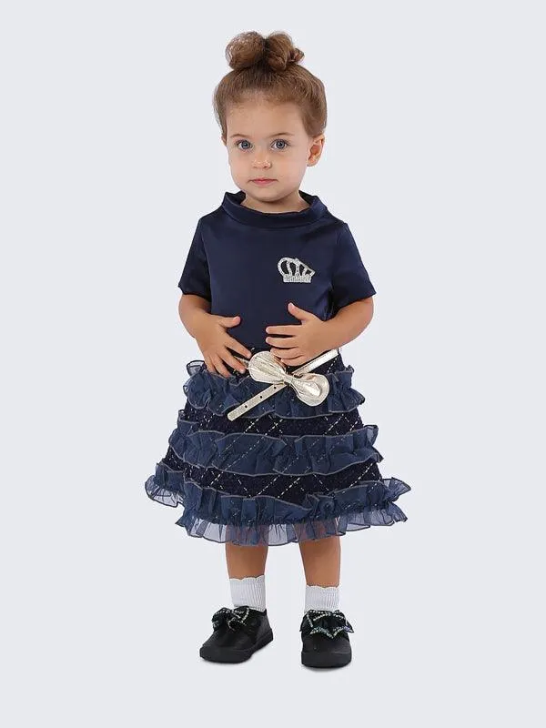One Friday Navy Blue Frill Dress
