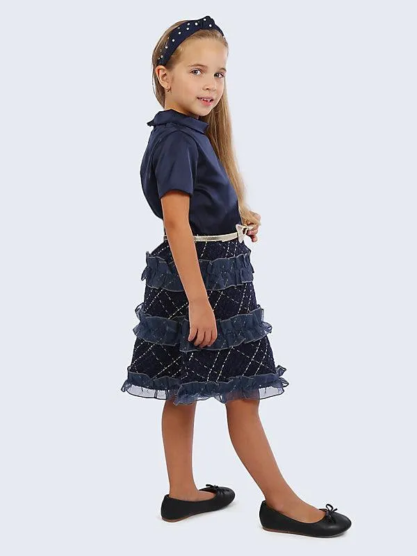 One Friday Navy Blue Frill Dress