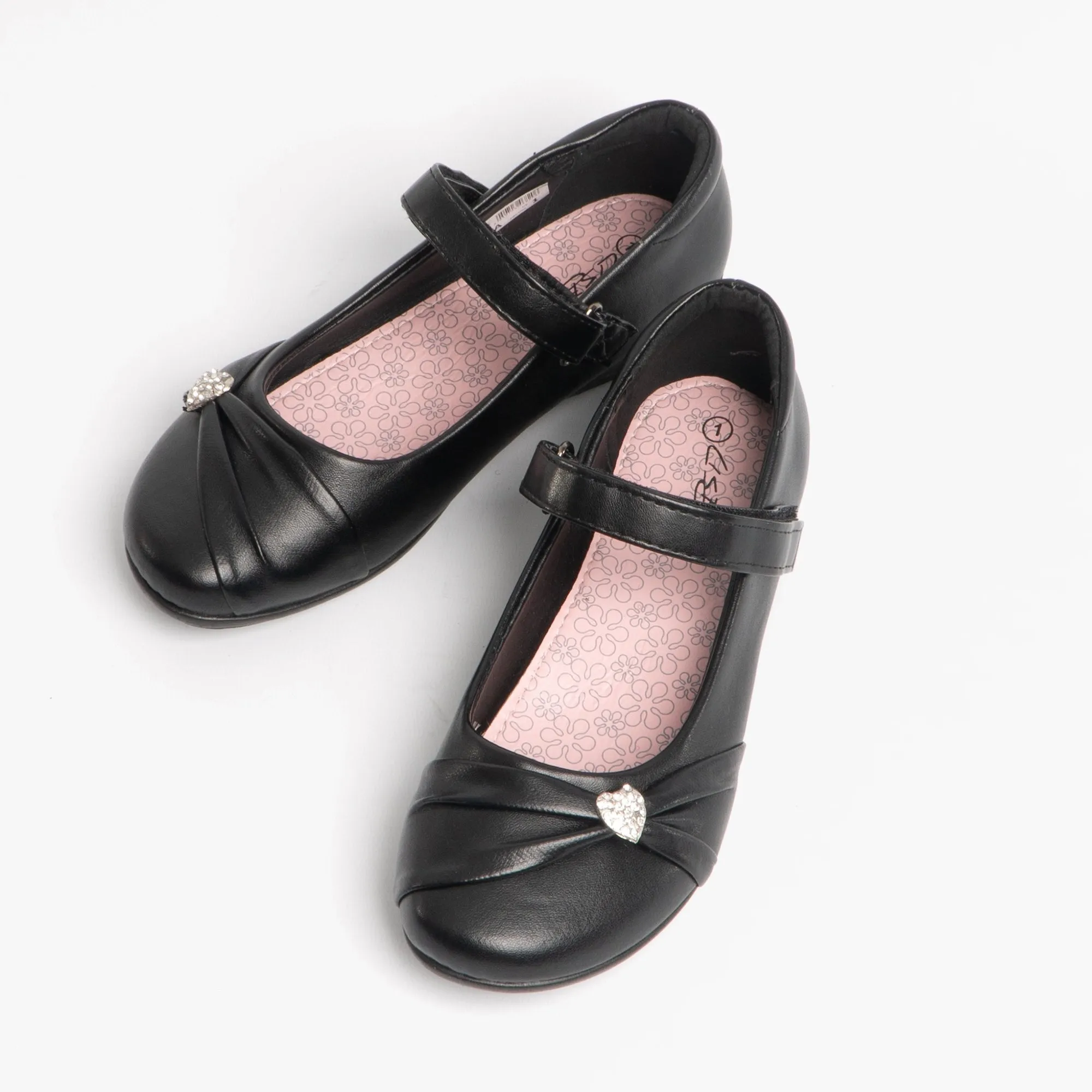PAIGE II Girls Touch Fastened Diamante Brooch Bar Shoes Black