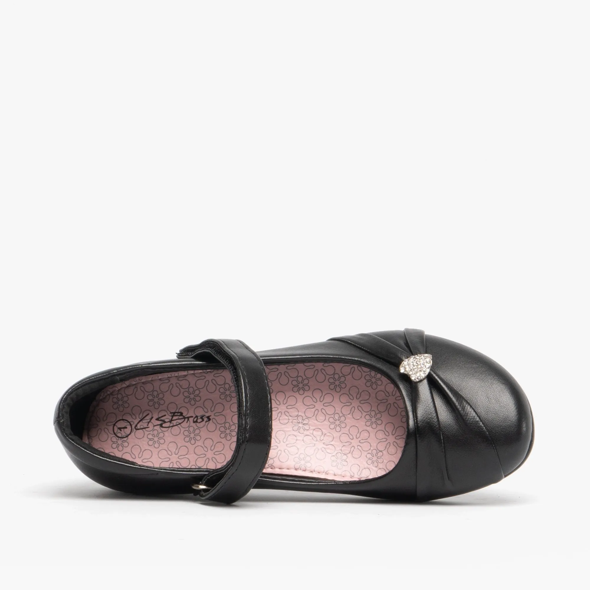PAIGE II Girls Touch Fastened Diamante Brooch Bar Shoes Black