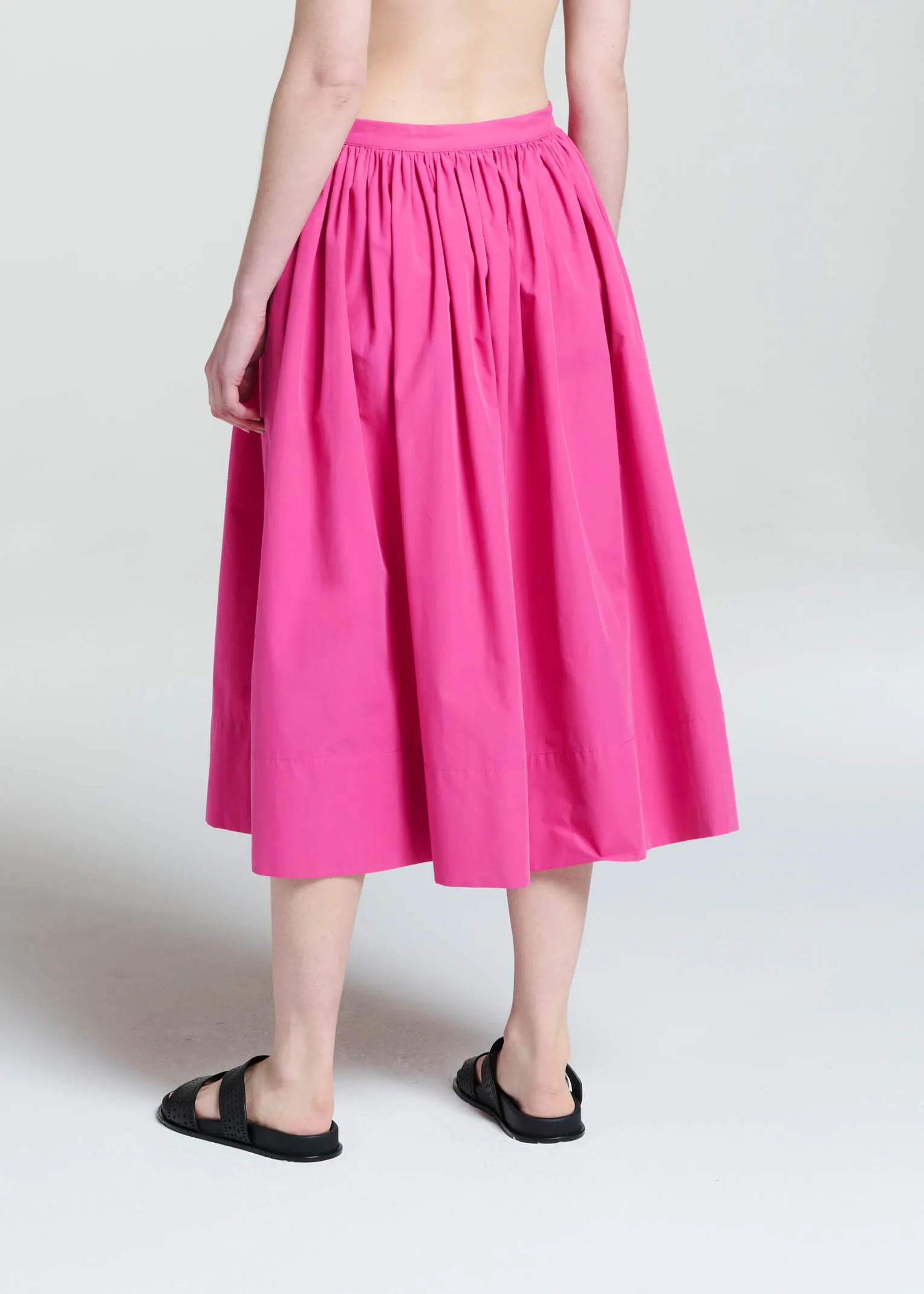 Paros Midi Skirt Cerise Cotton Poplin