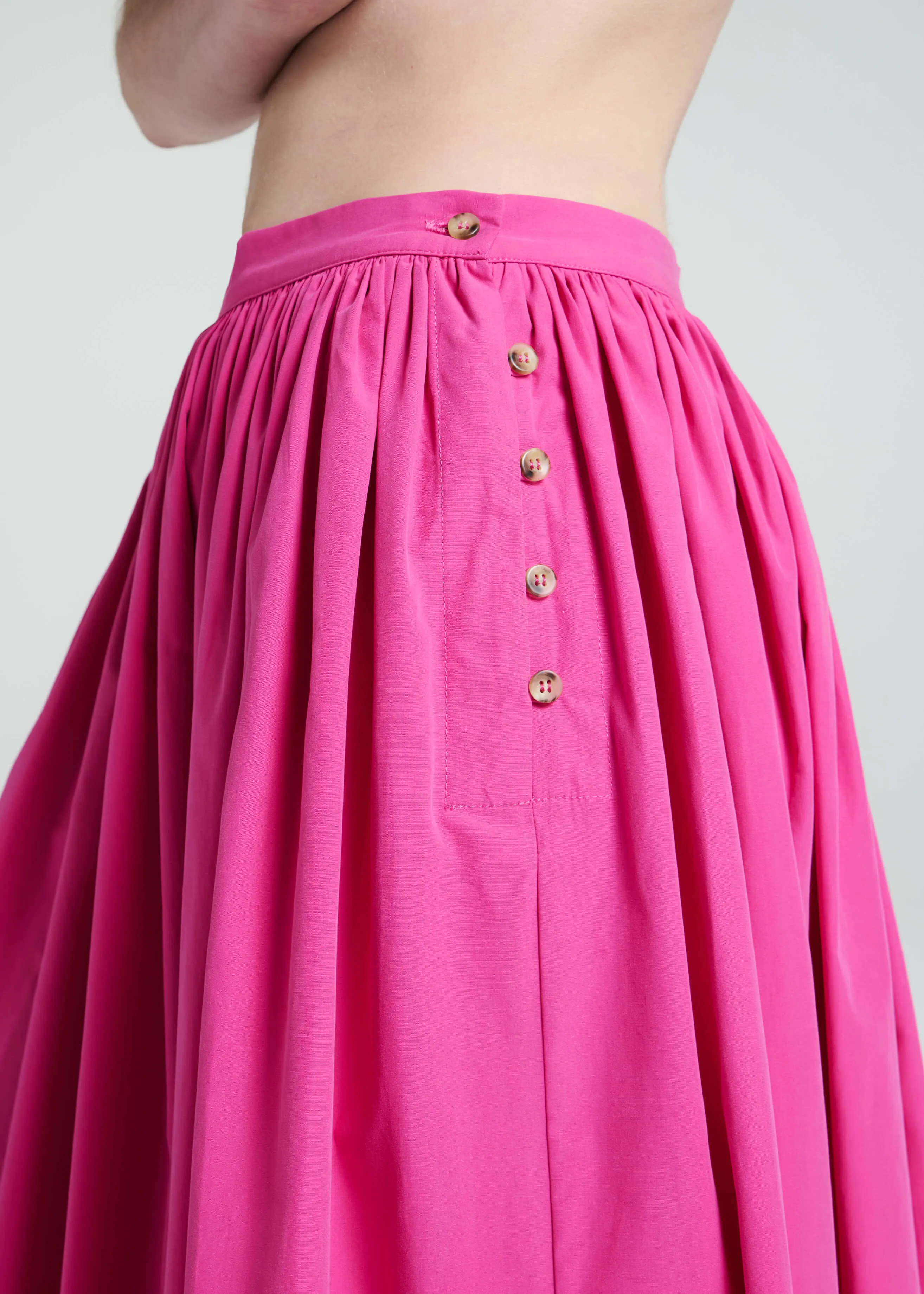 Paros Midi Skirt Cerise Cotton Poplin
