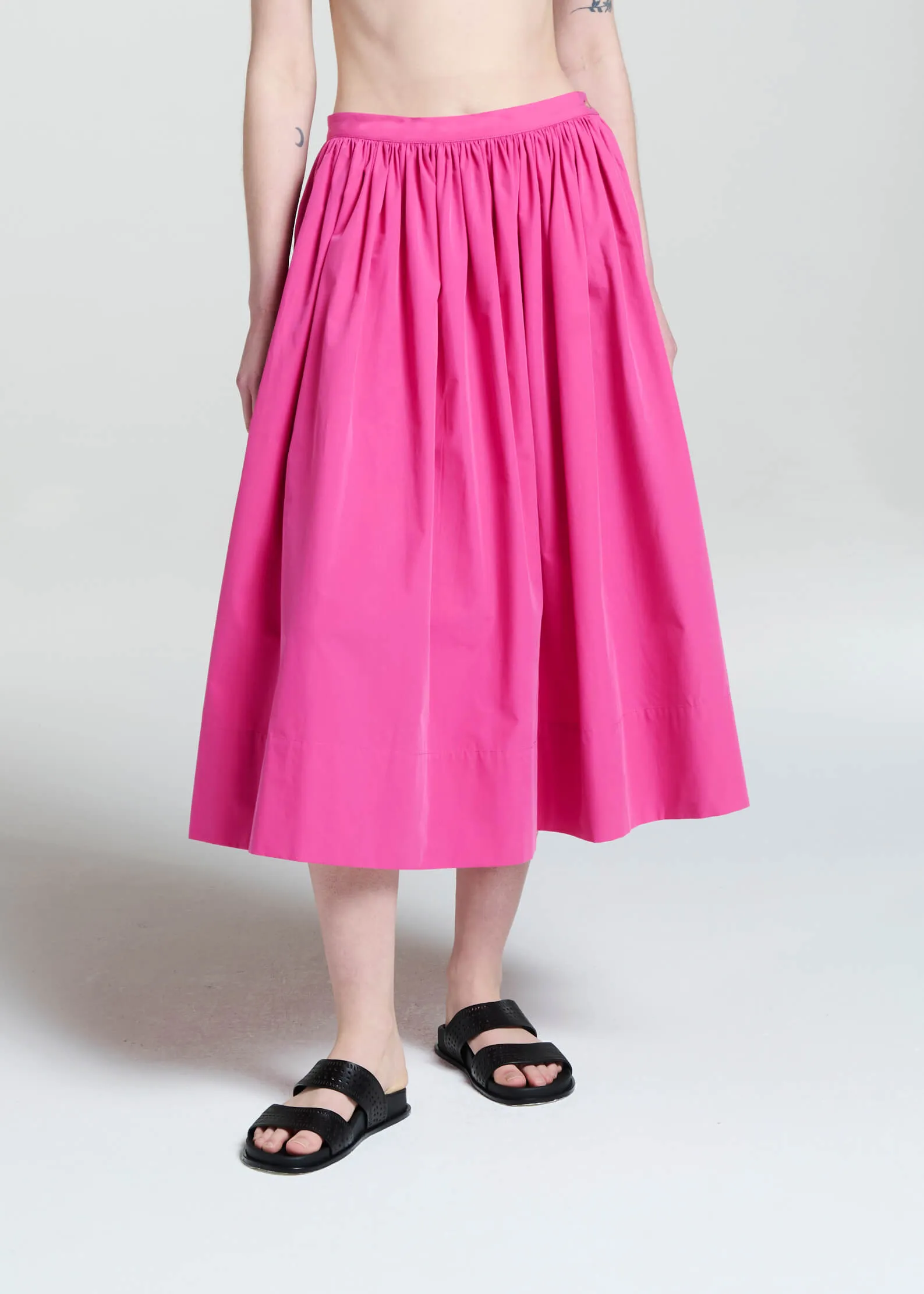Paros Midi Skirt Cerise Cotton Poplin