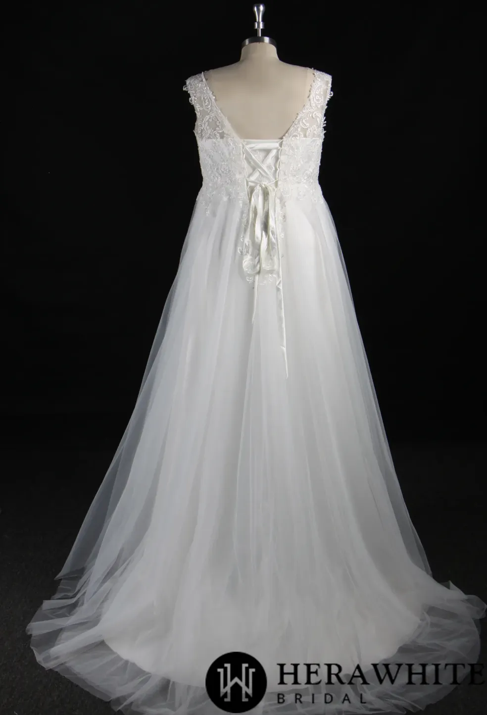 Plus Size Corset Beaded Lace On Tulle Bridal Gown