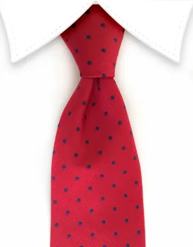 Red & Navy Blue Polka Dot Necktie