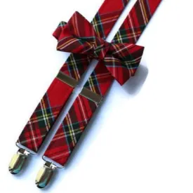 Red Stewart Tartan Suspenders - Boys