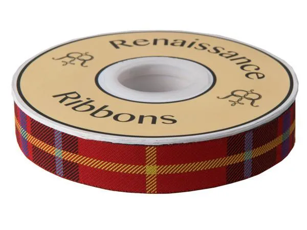 Red Woven Plaid  - 7/8" -by the yard