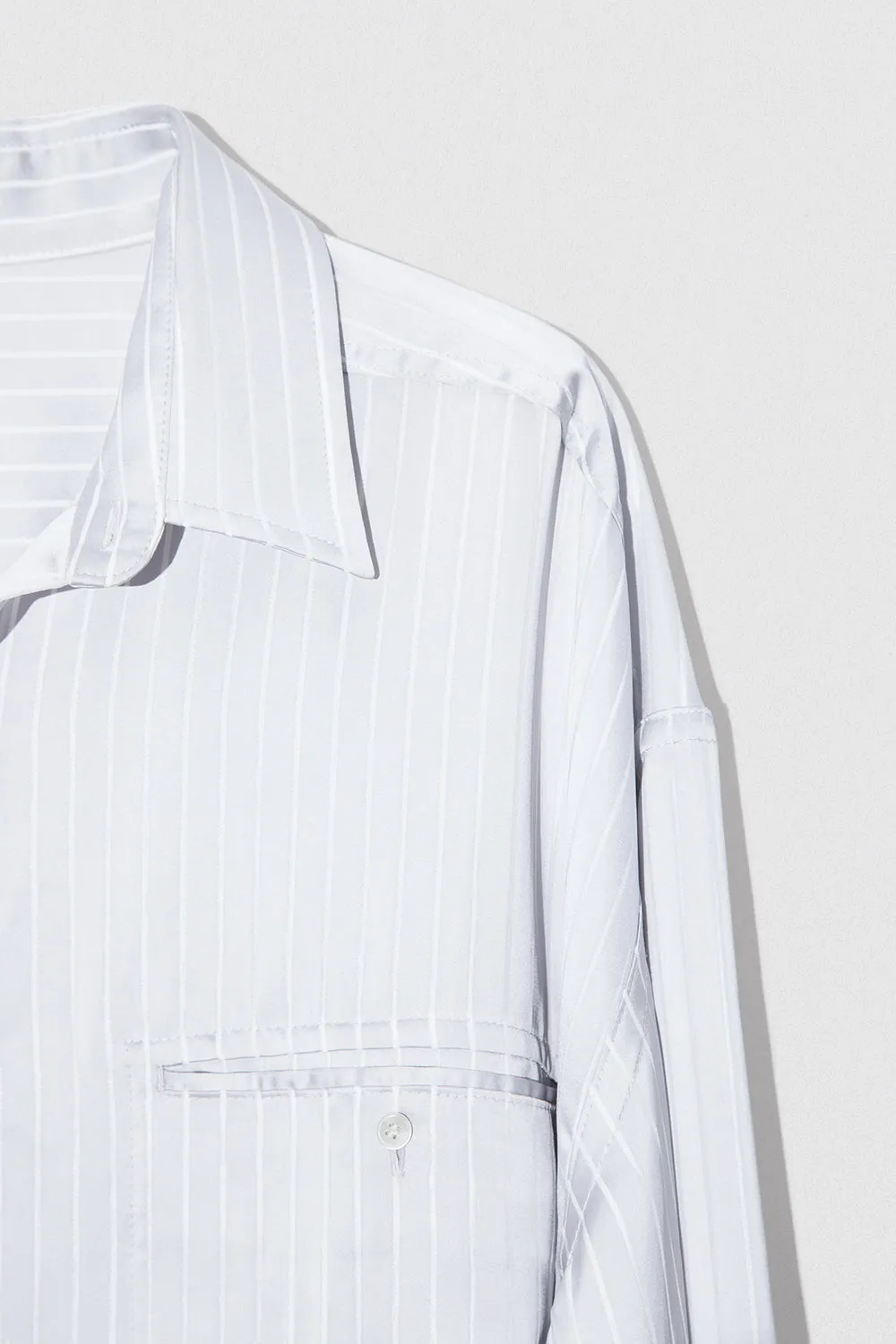 Satin Pin Stripe Shirt Grey And White Viscose Blend