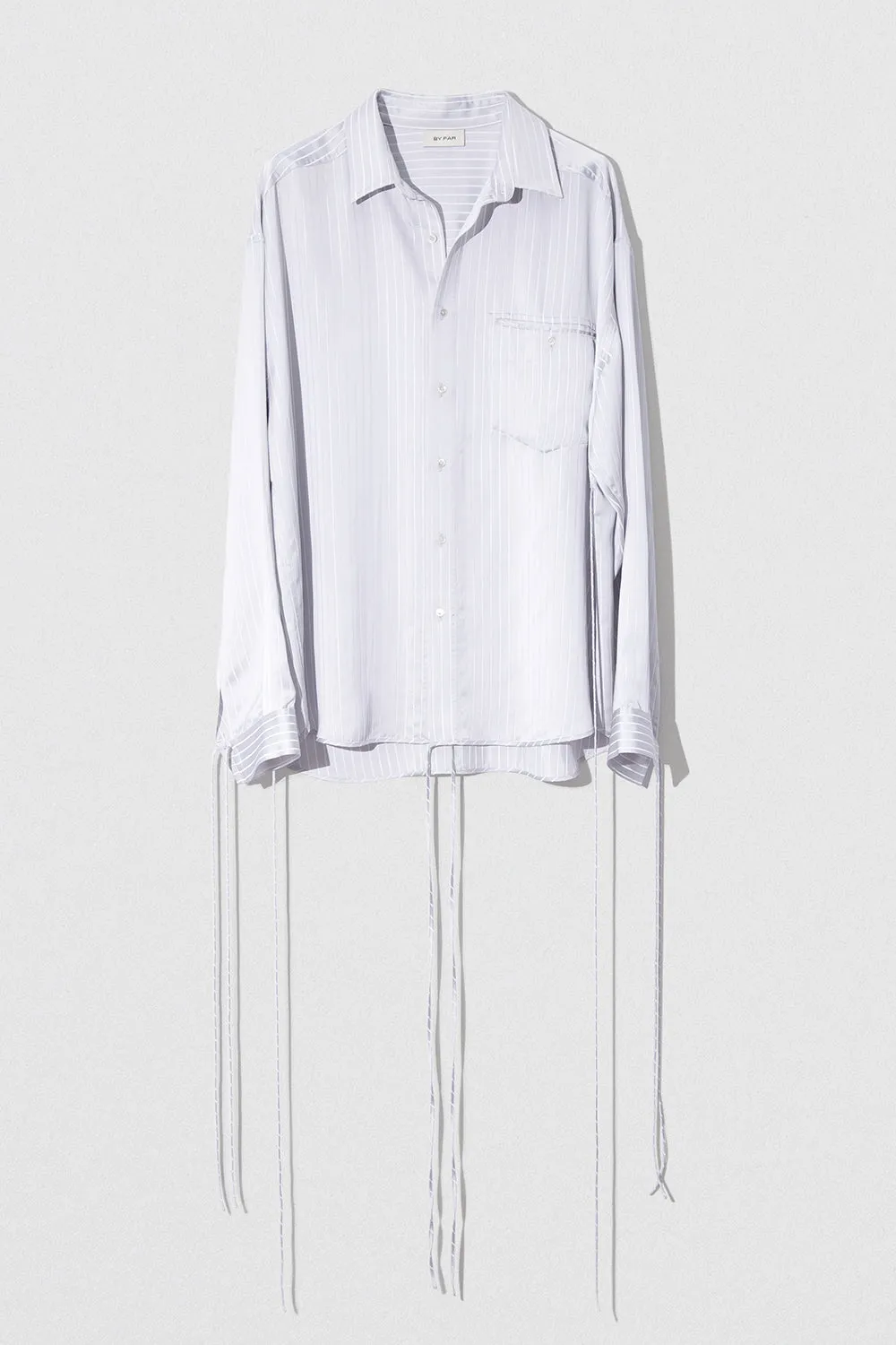 Satin Pin Stripe Shirt Grey And White Viscose Blend