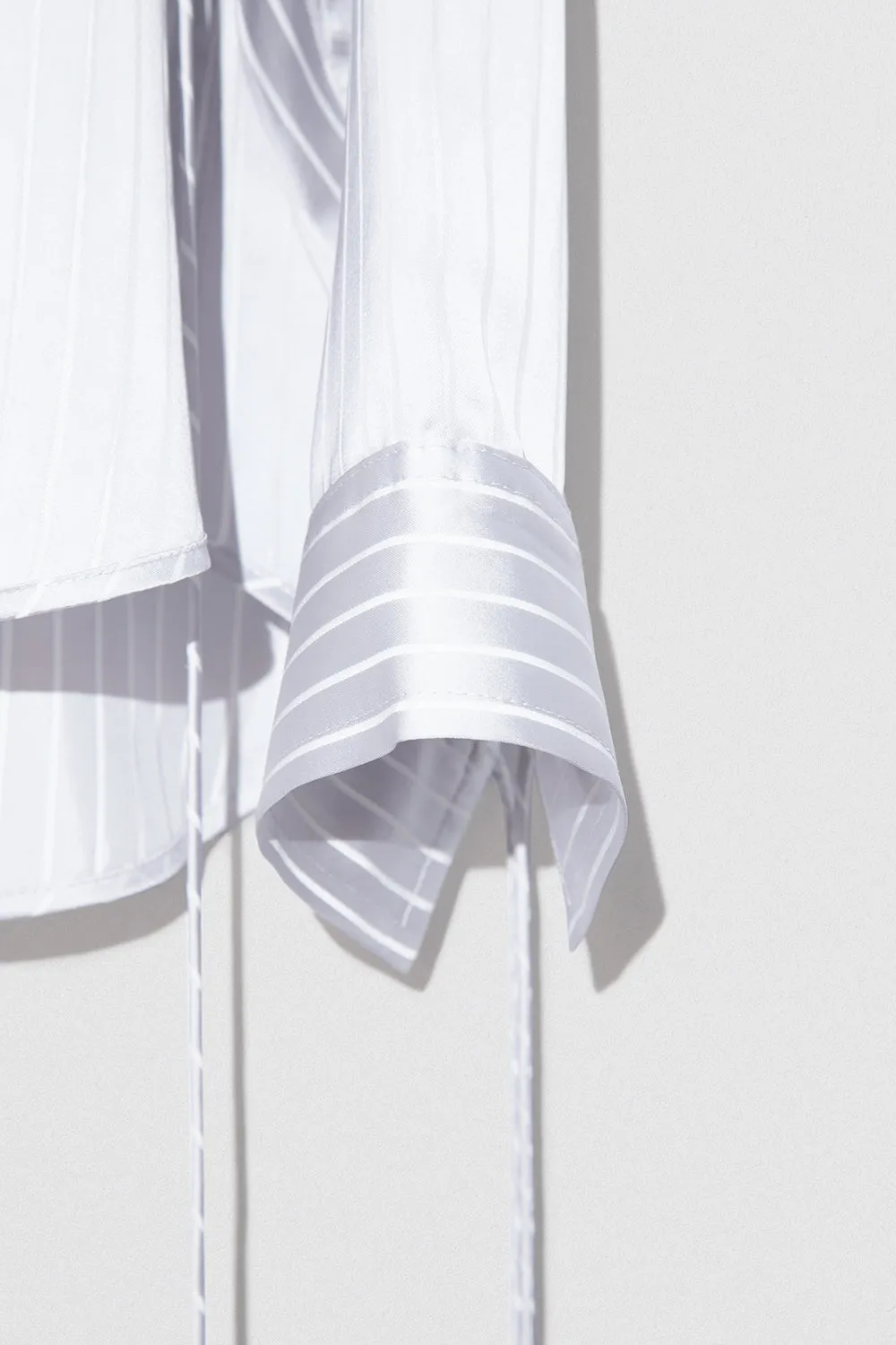 Satin Pin Stripe Shirt Grey And White Viscose Blend