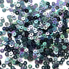 Sequins - Flat - Circle - 3mm - Black with Green and Purple Lights (S73)