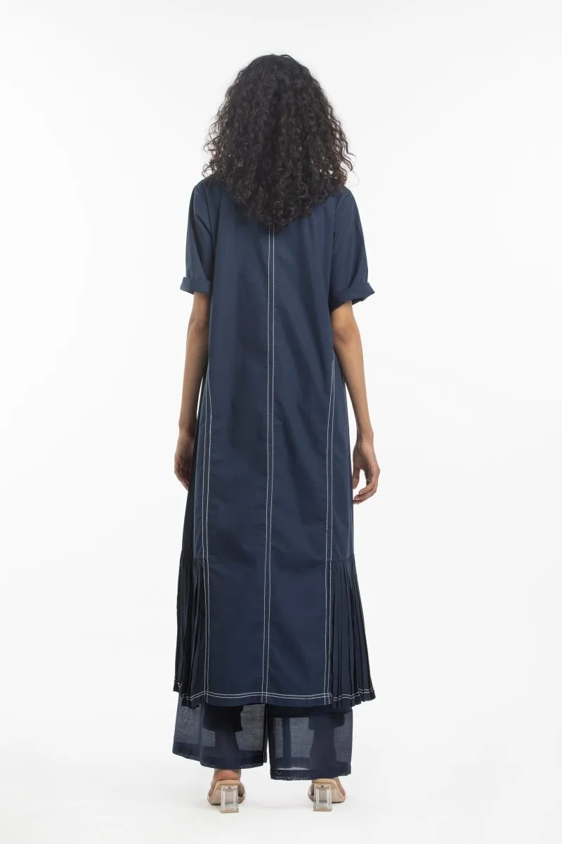 Side U-Pleat Dress Co-ord- Navy