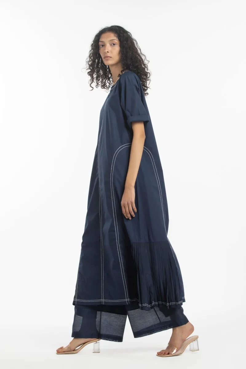 Side U-Pleat Dress Co-ord- Navy