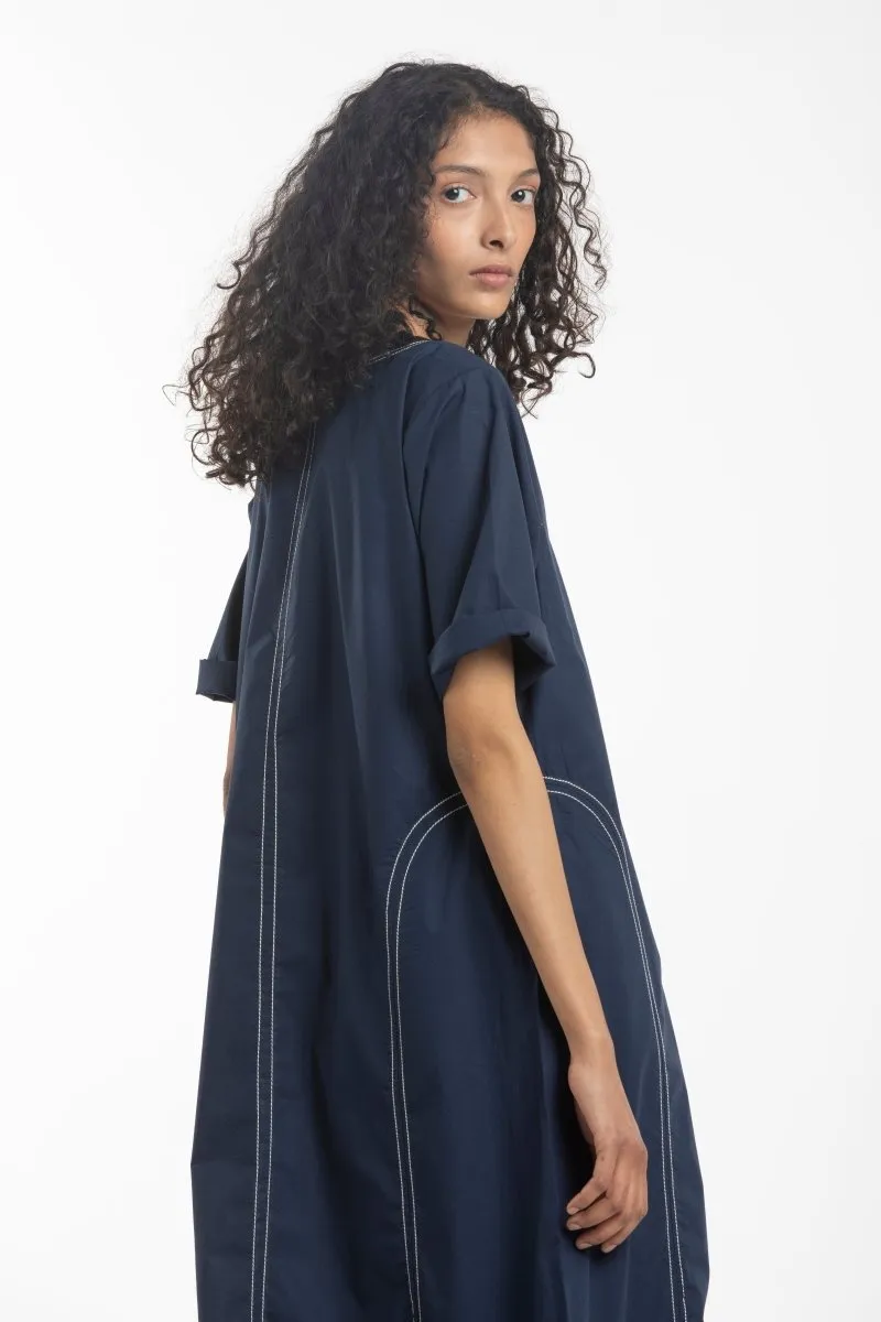 Side U-Pleat Dress Co-ord- Navy