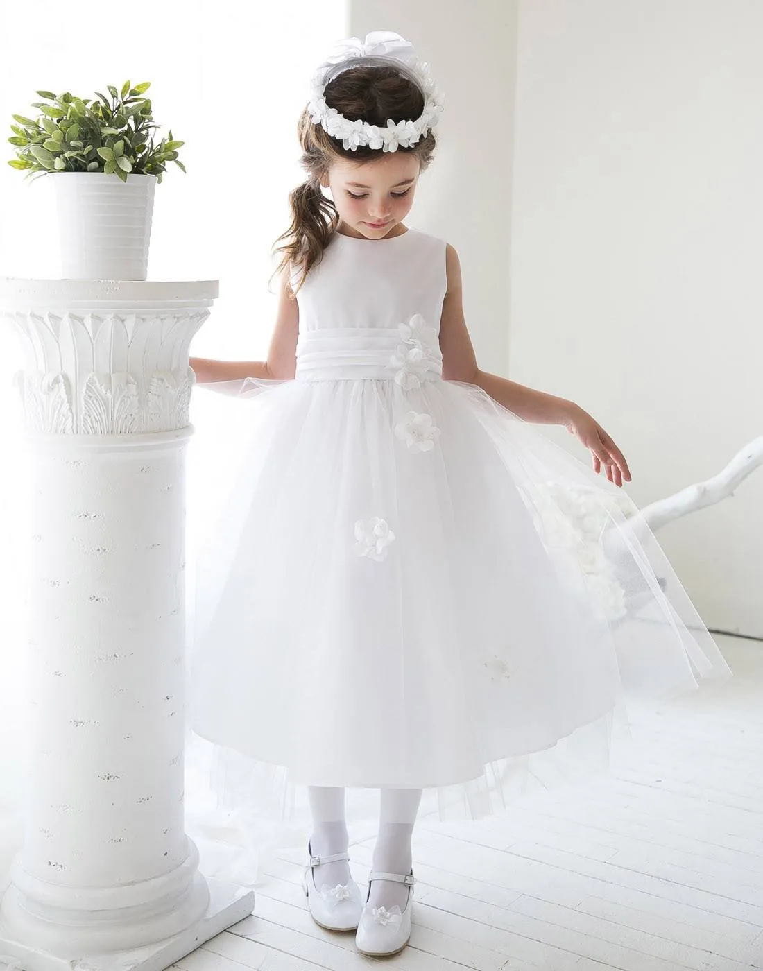 Silky Satin and Sheer Tulle Floral Dress - Lavender