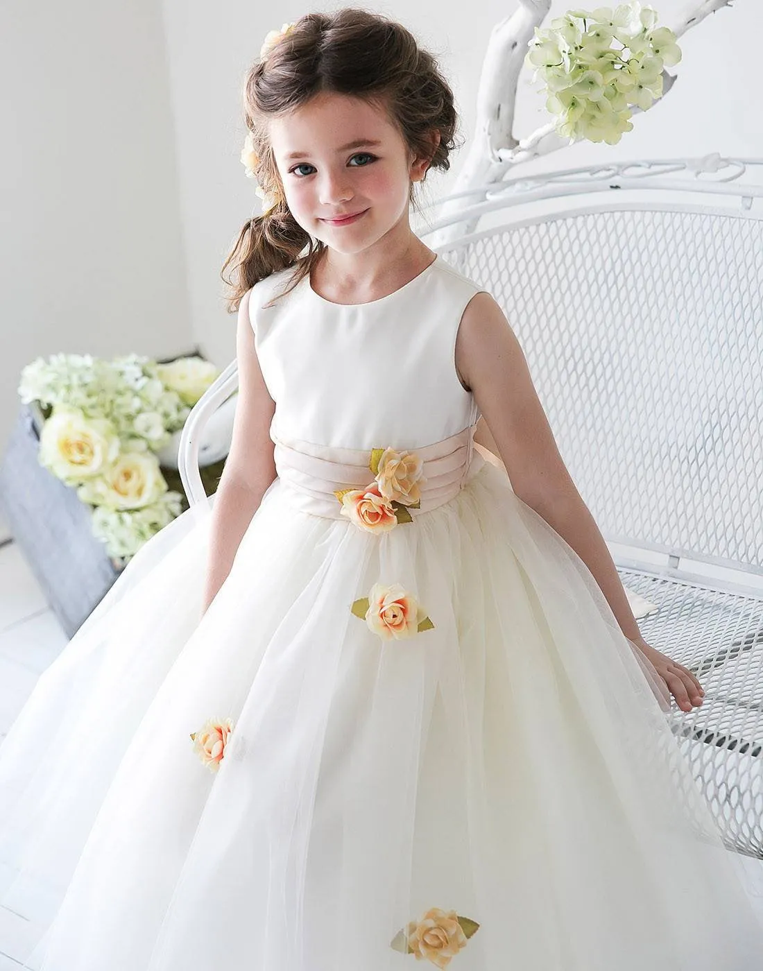 Silky Satin and Sheer Tulle Floral Dress - Lavender