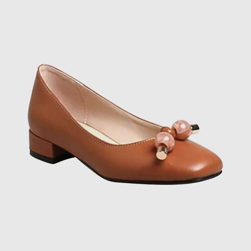 Square Head Pure Pearl Casual Flats