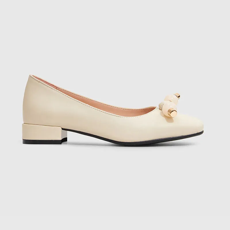 Square Head Pure Pearl Casual Flats