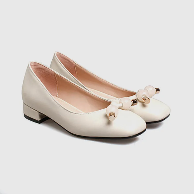 Square Head Pure Pearl Casual Flats