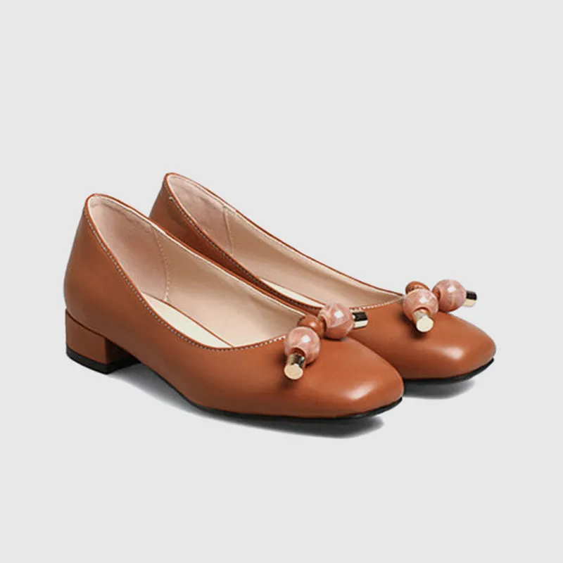 Square Head Pure Pearl Casual Flats