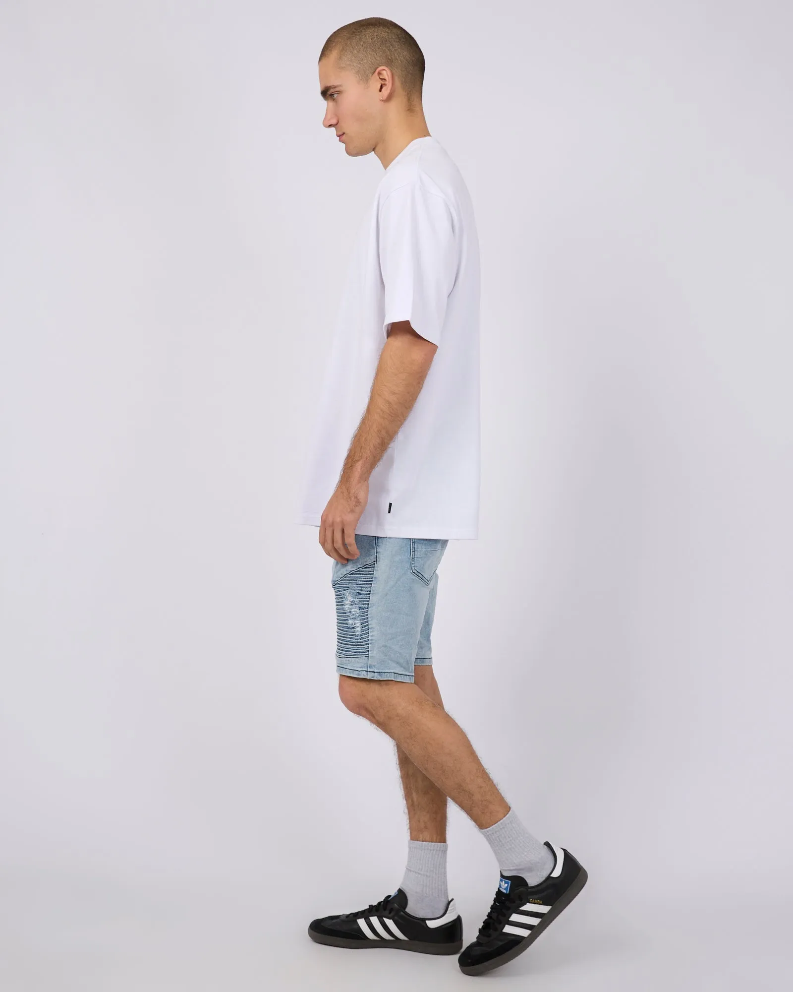 Strung Out Moto Denim Short Blue