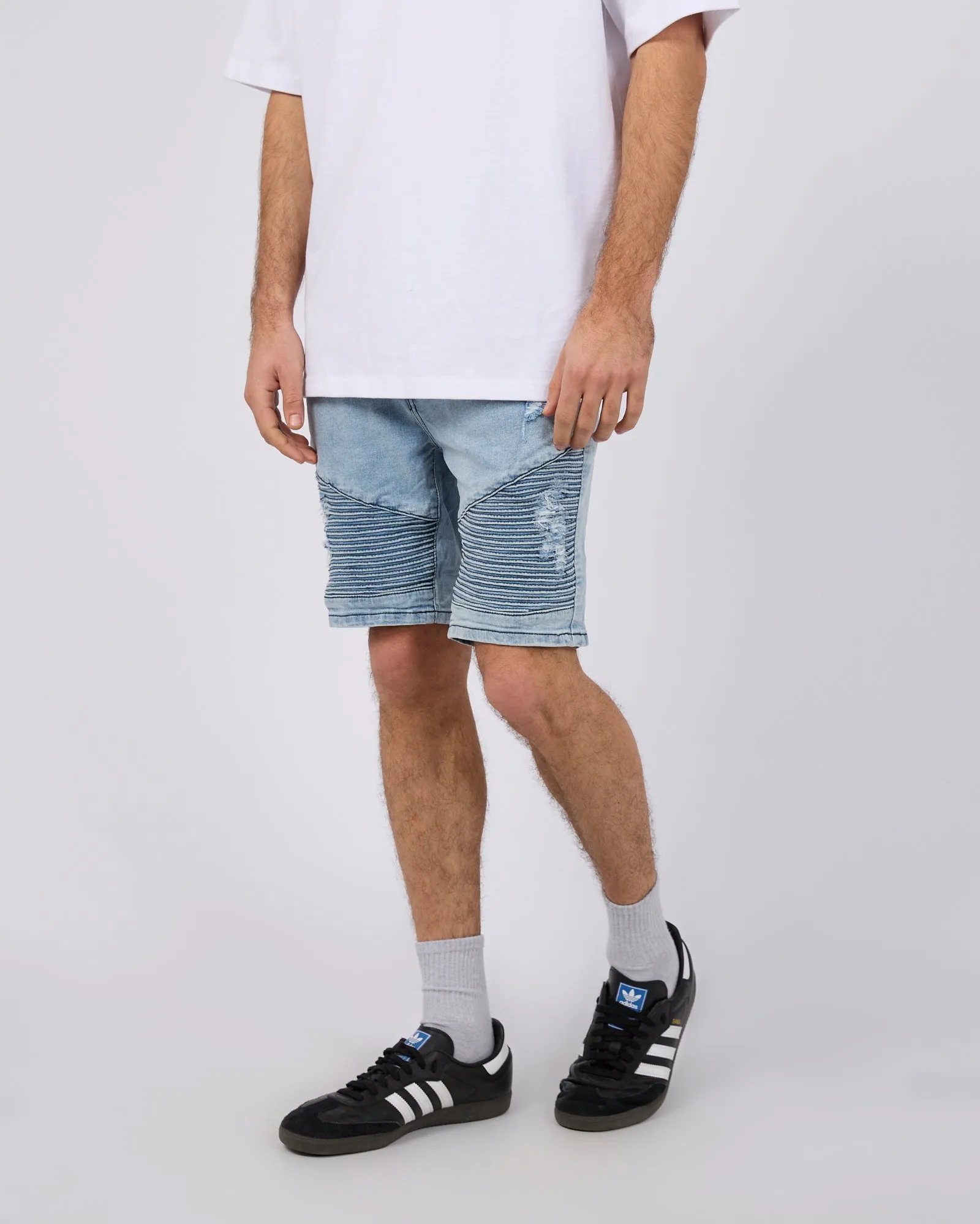 Strung Out Moto Denim Short Blue