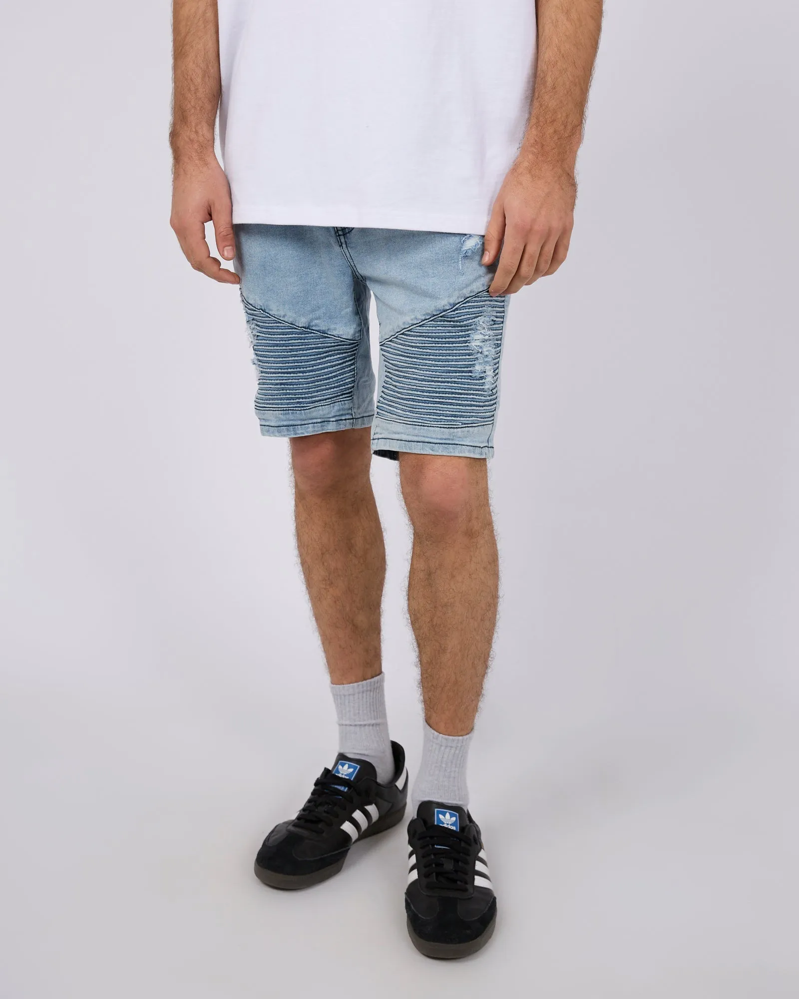 Strung Out Moto Denim Short Blue
