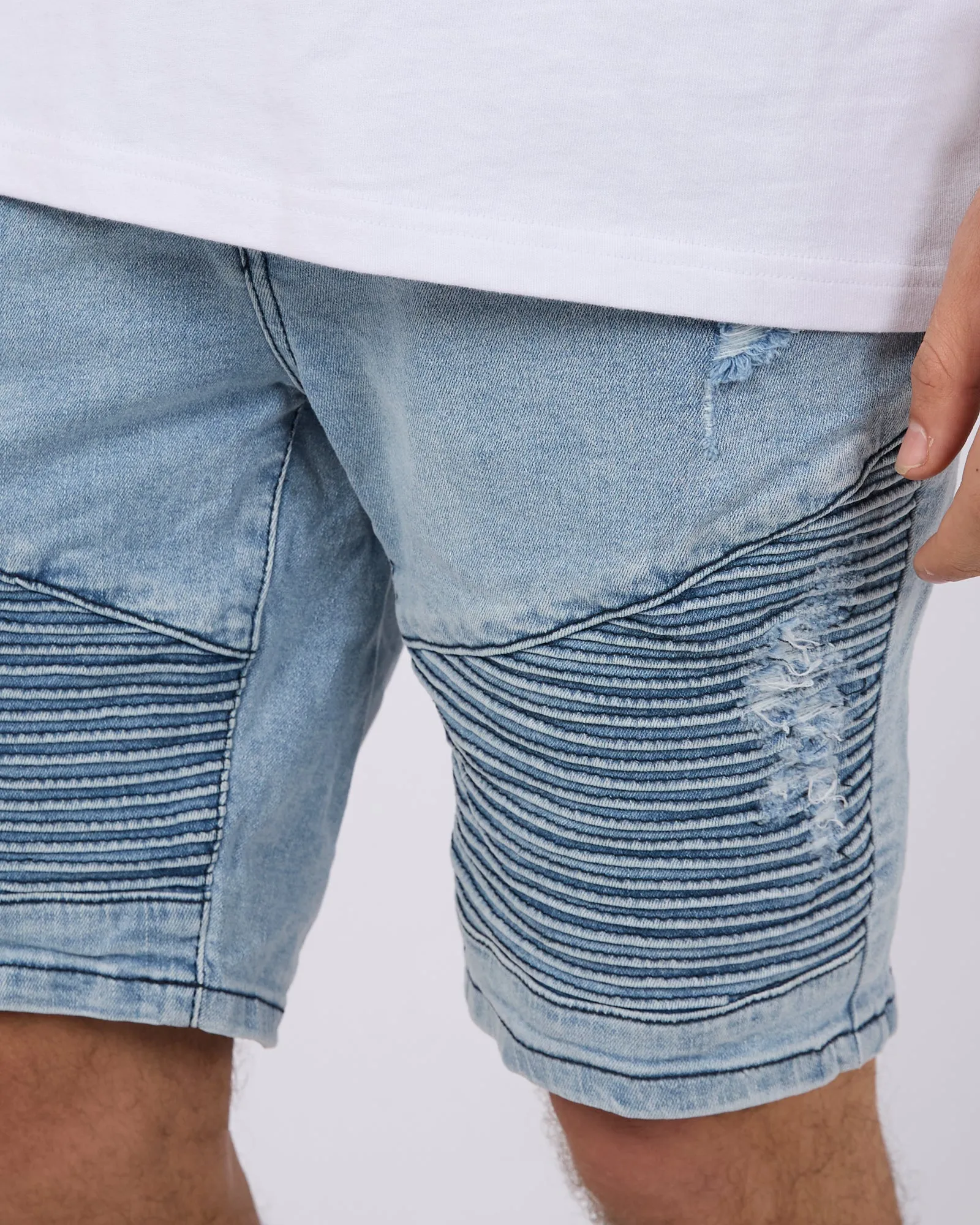 Strung Out Moto Denim Short Blue