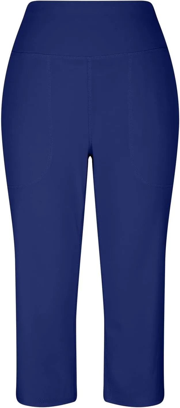 Summer Capri Pants for Women High Waist Workout Legging with Pockets Tummy Control Leggings Crop Straight Yoga Pant
