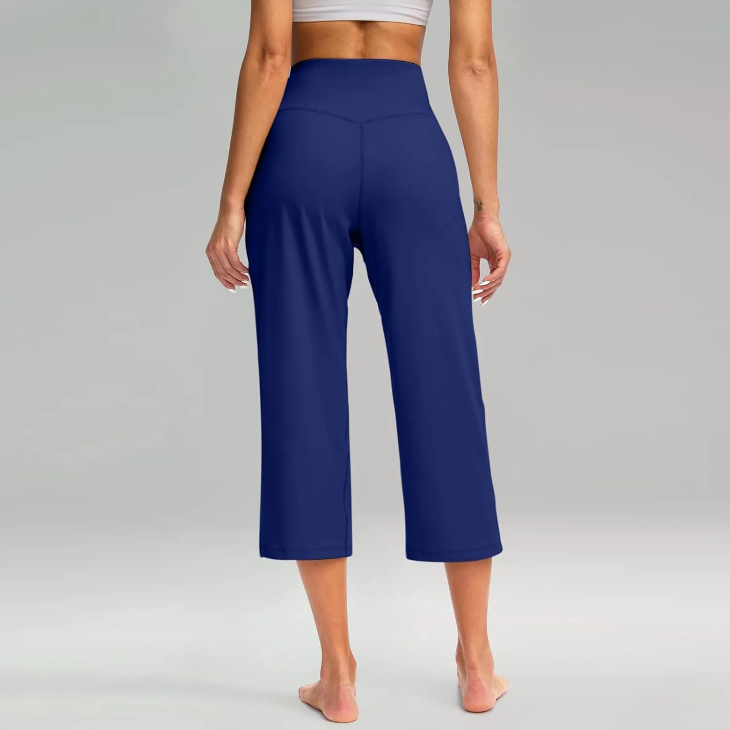 Summer Capri Pants for Women High Waist Workout Legging with Pockets Tummy Control Leggings Crop Straight Yoga Pant